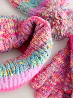 Next Rose/Bleu - Ensemble Bonnet, Gants et Snood (3-13ans)