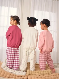 Next Rose/Crème À carreaux - Pantalon de pyjama tissé, lot de 3 (9mois-10ans)