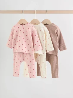 Next - Ensemble haut à manches longues et leggings 6 pièces (0mois-3ans) Rose/Crème/Marron Imprimé Best