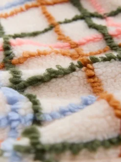 Next - Polaire douce en polaire en peau de mouton à col zippé Rose/écru à carreaux Best