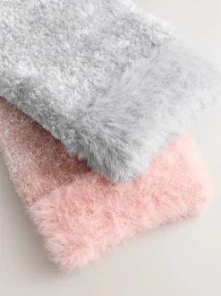 Next Rose/gris scintillant - Paquet de chaussettes Velvet Cosy 2 Clearance