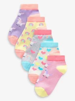 Next Rose/gris/violet - 5 Lot de chaussettes de sport en coton riche en licorne Character