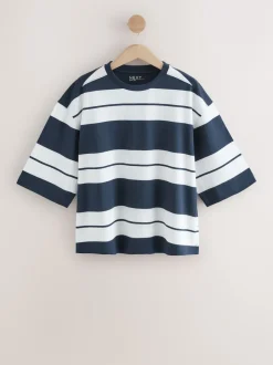 Next Rose/Kaki/Rayure - Lot 3 t-shirts col ras du cou 100% coton longueur coude Outlet