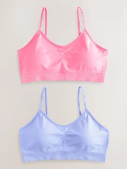 Next Rose/Lilac - Lot de 2 crop tops à bretelles sans coutures avec tasses amovibles légèrement rembourrées (7-16ans) Hot