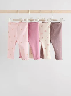 Next - Paquet de jambières pour bébé 4 (0mois-2ans) Rose/marron/cœur New