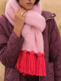 Love & Roses Rose/rouge - Écharpe brossée confortable à glands Discount