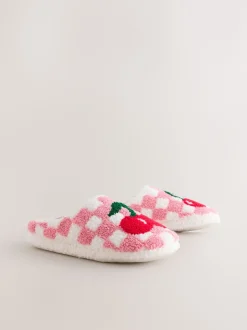 Next Rose/rouge - Chaussons mules à carreaux cerise Online