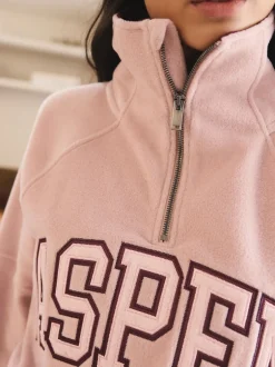 Next Rose/rouge bordeaux - Polaire graphique à demi-zippée Discount