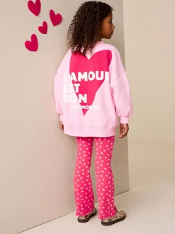 Next Rose/rouge motif cœurs - Ensemble Sweat-shirt et Leggings évasés (3-16ans) Best