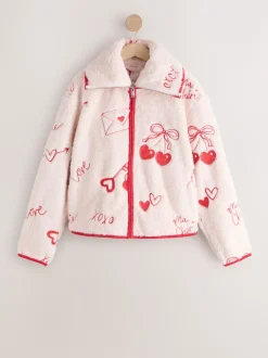 Next Rose/rouge motif cœurs - Polaire Borg à fermeture éclair New