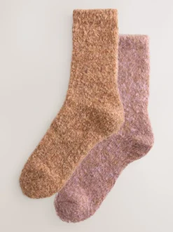 Next Rose/rouille - Lot de 2 paires de chaussettes douillettes Boucle