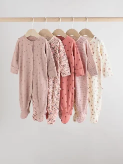 Next Rose/rouille Ditsy Fleuri - Lot de 5 dors-bien bébé (0-2ans) Clearance