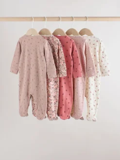Next Rose/rouille Ditsy Fleuri - Lot de 5 dors-bien bébé (0-2ans) Clearance