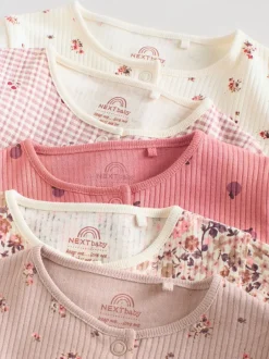 Next Rose/rouille Ditsy Fleuri - Lot de 5 dors-bien bébé (0-2ans) Clearance