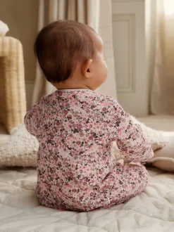 Next Rose/rouille Ditsy Fleuri - Lot de 5 dors-bien bébé (0-2ans) Clearance