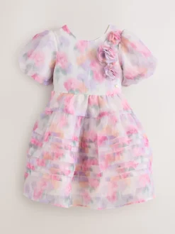 Laura Ashley Roses de jardin roses flous - Robe Corsage en organza à plis nervurés Online