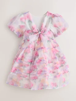 Laura Ashley Roses de jardin roses flous - Robe Corsage en organza à plis nervurés Online