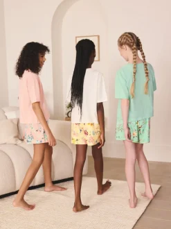 Next Rose/vert à fleurs - Pyjama court 3 Pack (3-16ans) New
