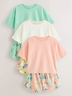 Next Rose/vert à fleurs - Pyjama court 3 Pack (3-16ans) New