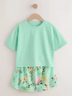 Next Rose/vert à fleurs - Pyjama court 3 Pack (3-16ans) New