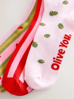 Next Rose/vert 'Olive You' - Paquet de chaussettes de cheville 4