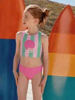 Next Rose/vert rayé - Ensemble bikini et chouchou Sunsafe Rash Gilet (3-16ans) Best