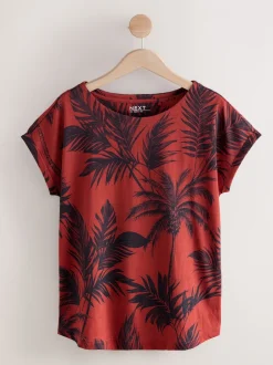 Next Rose/vert/blanc/jaune rayé/imprimé palmier - Lot de 5 T-shirts à mancherons Hot