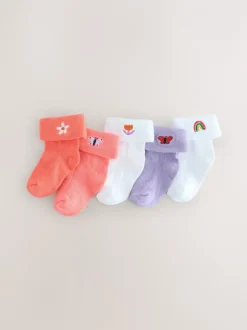 Next Rose/violet/blanc - Paquet de chaussettes roulantes pour bébé 5 (0mois-2ans) Online