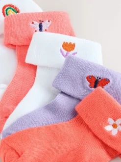 Next Rose/violet/blanc - Paquet de chaussettes roulantes pour bébé 5 (0mois-2ans) Online