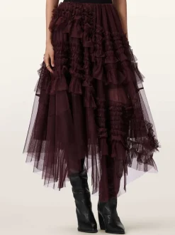 All Saints Rouge - Allsaints Jen Tulle Jupes New