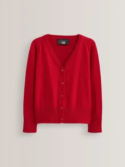 Next - Cardigan à col en V Cotton Rich School (3-16ans) Rouge