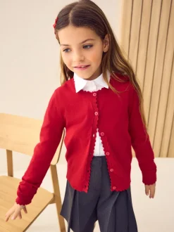 Next Rouge - Cardigan scolaire à bord festonné Cotton Rich (3-16ans) Hot