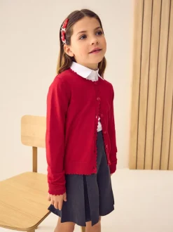 Next Rouge - Cardigan scolaire à bord festonné Cotton Rich (3-16ans) Hot