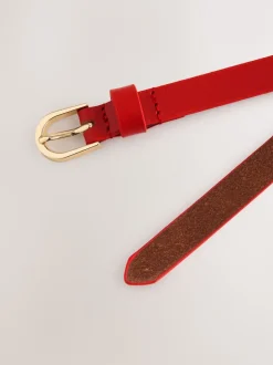 Next - Ceinture fine en cuir Rouge