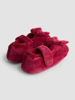 Jojo Maman Bébé Rouge - Chaussons Ballerines en velours à nœud Best