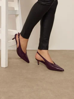 Long Tall Sally Rouge - Chaussures V Cut Kitten à talon à bride arrière Hot