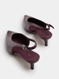 Long Tall Sally Rouge - Chaussures V Cut Kitten à talon à bride arrière Hot