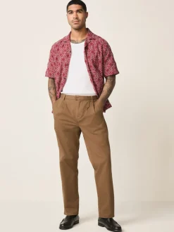 Next Rouge - Chemise Tile texturée brodée à manches courtes Discount