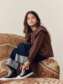 Next Rouge - Chemisier à carreaux avec col à volants (3-16ans) Clearance