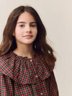 Next Rouge - Chemisier à carreaux avec col à volants (3-16ans) Clearance