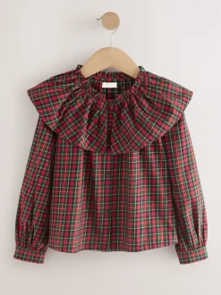 Next Rouge - Chemisier à carreaux avec col à volants (3-16ans) Clearance