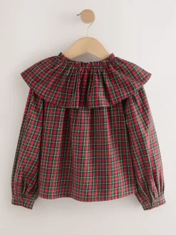 Next Rouge - Chemisier à carreaux avec col à volants (3-16ans) Clearance