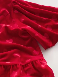 Next Rouge - Combinaison en velours à motif cœur en relief (3-16ans) Clearance