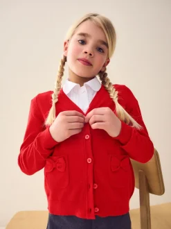 Next Rouge - Cotton Rich Nœud Pocket School Cardigan (3-16yrs) Discount