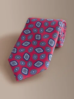 Next - Cravate géométrique en soie Signature italienne Rouge Best