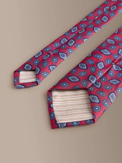 Next - Cravate géométrique en soie Signature italienne Rouge Best