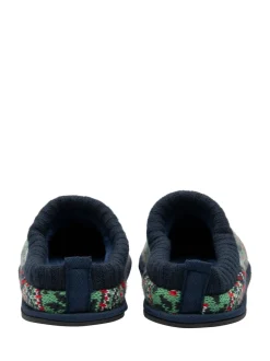 Dunlop Rouge - Mens Motif Fair Isle Mules pantoufles doublées chaudes Outlet