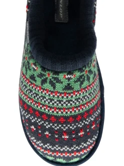 Dunlop Rouge - Mens Motif Fair Isle Mules pantoufles doublées chaudes Outlet
