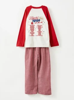 Cotton On Rouge - Ensemble pyjama à manches longues en coton sur adulte assorti pour la famille Noël Hot
