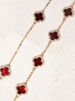 Jon Richard - Jets Bracelet trèfle en émail Rouge Hot